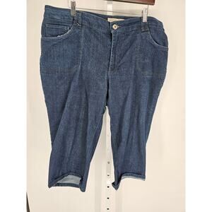 Vintage Faded Glory Womens Sz 20W Capri Denim Blue Jeans Dark Wash Slim Leg